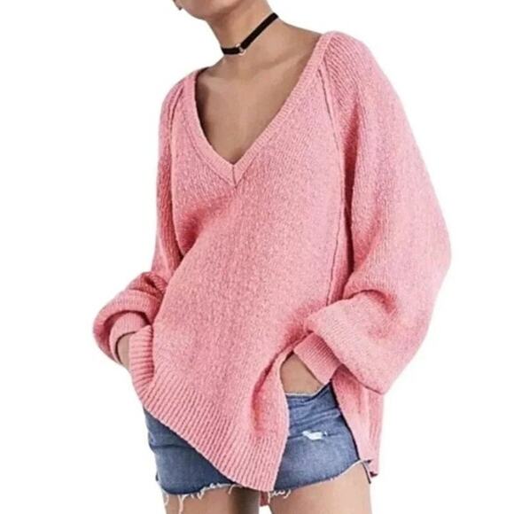 Free People Sweaters - Free People Womens West Coast Pullover V-Neck Sweater XS Oversized Slouchy Boho